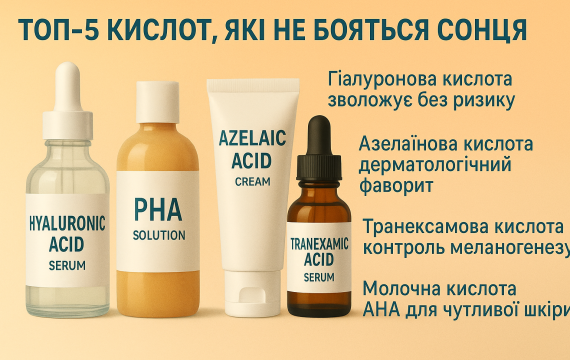 Топ-5 кислот, які не бояться сонця Топ-5 кислот, які не бояться сонця